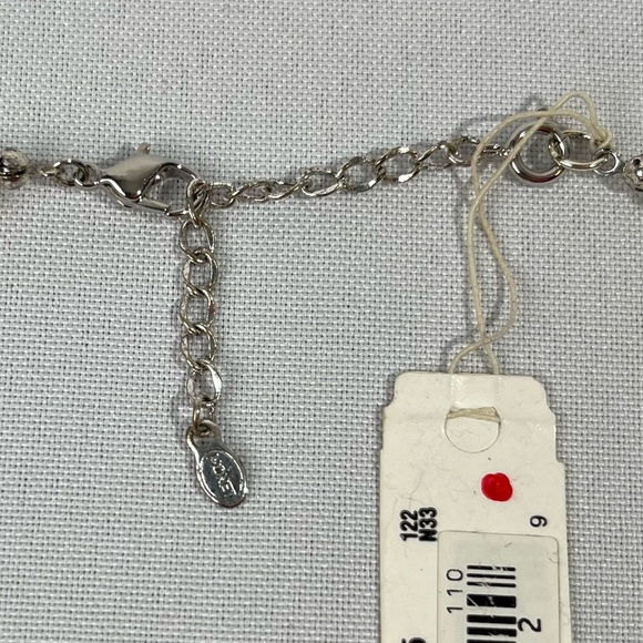 Vintage Monet Faux Pearl Necklace with Ornate Crystal Pendant 15 Inch Adjustable - Picture 9 of 15